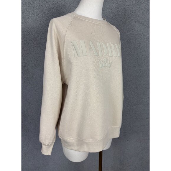 Planet Heart Oatmeal XS Madrid Graphic Fleece "Glitter" Sweatshirt  Cream NWT's - Picture 3 of 8